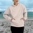 thumbnail image 2 of ManxiVoo Women's Casual Pullover Hoodie Soft Brushed Fleece Long Sleeve Comfort Fit Loungewear Streetwear Top L Size Beige, 2 of 4