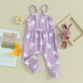 thumbnail image 2 of Bagilaanoe Toddler Baby Girl Easter Jumpsuit Sleeveless Floral Print Romper Overalls 6M 12M 18M 24M 3T Kids Long Pants Summer Clothes, 2 of 6