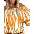 thumbnail image 3 of DYMADE Women Plus Size Plunging Neckline Stripe Print Sexy T-shirt, 3 of 4