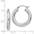 thumbnail image 3 of Primal Silver Sterling Silver Rhodium-plated 4.00mm Diamond-cut Hoop Earrings, 3 of 5