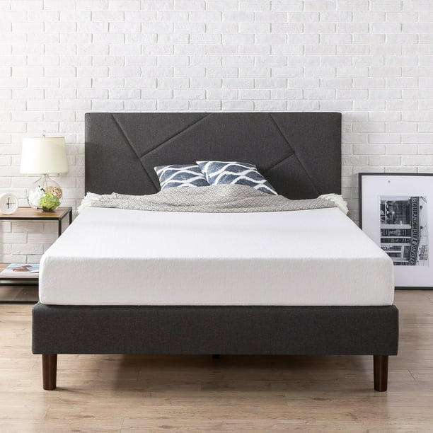 Zinus Judy 44 Upholstered Geometric Paneled Platform Bed With Wood Slat Support Queen Com Zinus Judy 44 Upholstered Geometric, Zinus Upholstered Detailed Platform Bed With Wooden Slats King