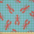 thumbnail image 2 of Ambesonne Nautical Fabric by the Yard Microfiber, Sea Life Lobsters Pattern, 10 Yards, Dark Coral and Blue, 2 of 2