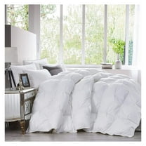 Luxurious Heavy Queen Size Goose Down Comforter Duvet Insert, Classic Pinch Pleat , 60 oz Fill Weight, 1200 Thread Count 100% Egyptian Cotton Shell (Pinch Pleat, Queen, White)