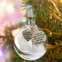 ‌Christmas Tree Ornaments Feathers Ball - A Piece of My Heart in Heaven Memorial Ornament,Elegant Ribbon Decor for Christmas Tree,Commemorative Gift for Lost Loved Ones‌