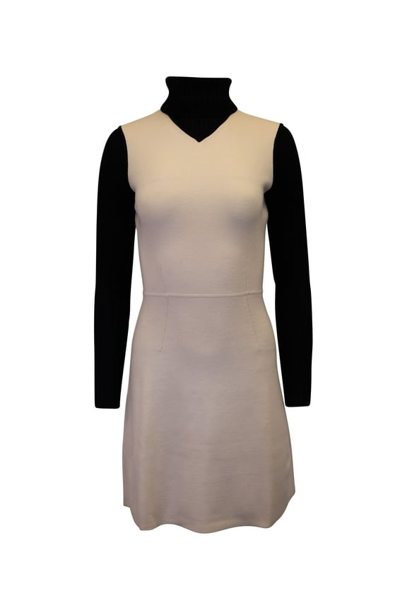 Pre-Owned Theory Myrelle Evian Stretch-Knit Dress in Cream Wool
