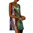 thumbnail image 5 of INSPIRE CHIC Women's Dress Glitter Sequin V Neck Adjustable Straps Prom Mini Dress XL Mermaid, 5 of 9