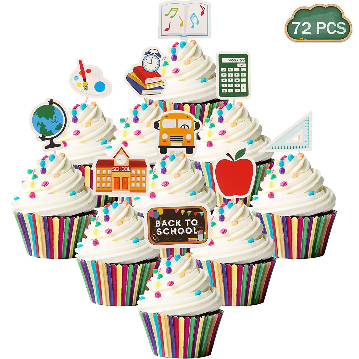 30 Pcs Back to School Welcome Class Cupcake Toppers for First Day of School Welcome Party Decoration School Activities Teacher Gift Classroom Decor 