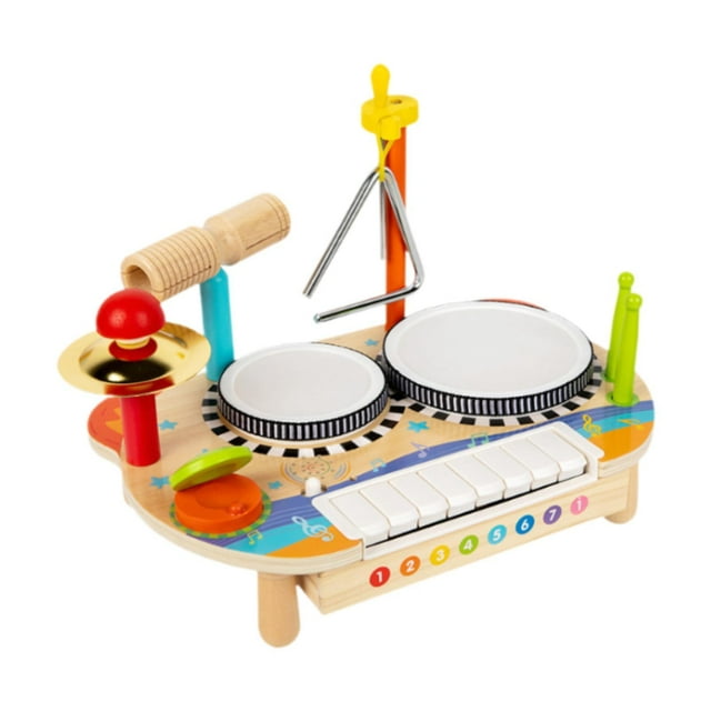 Juego de batería para niños, instrumento de madera multifuncional, juguete musical educativo para bebés, juego de batería de Piano Electrónico para