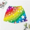 thumbnail image 3 of PRIYAL Rainbow Colored Stripes Star Silk Women Pajama Set Short Sleeve Comfy Pjs Sets 2 Piece Lounge Set, 3 of 5