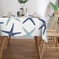 thumbnail image 4 of Starfish Rectangle Tablecloth Navy Blue Turquoise Coastal Nautical Sea Stars Table Cloth Dining Table Cover for Home Kitchen Restaurant Party Buffet Picnic 60 x 84 Inch, 4 of 7