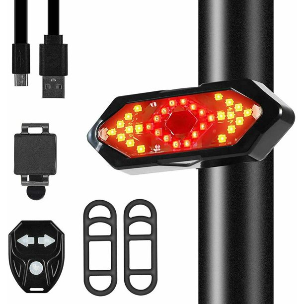 luz trasera de alarma de bicicleta antirrobo con timbre eléctrico y luz de freno automática, luz trasera de control remoto, luz de advertencia de seguridad recargable por USB XianweiShao 8390615113557