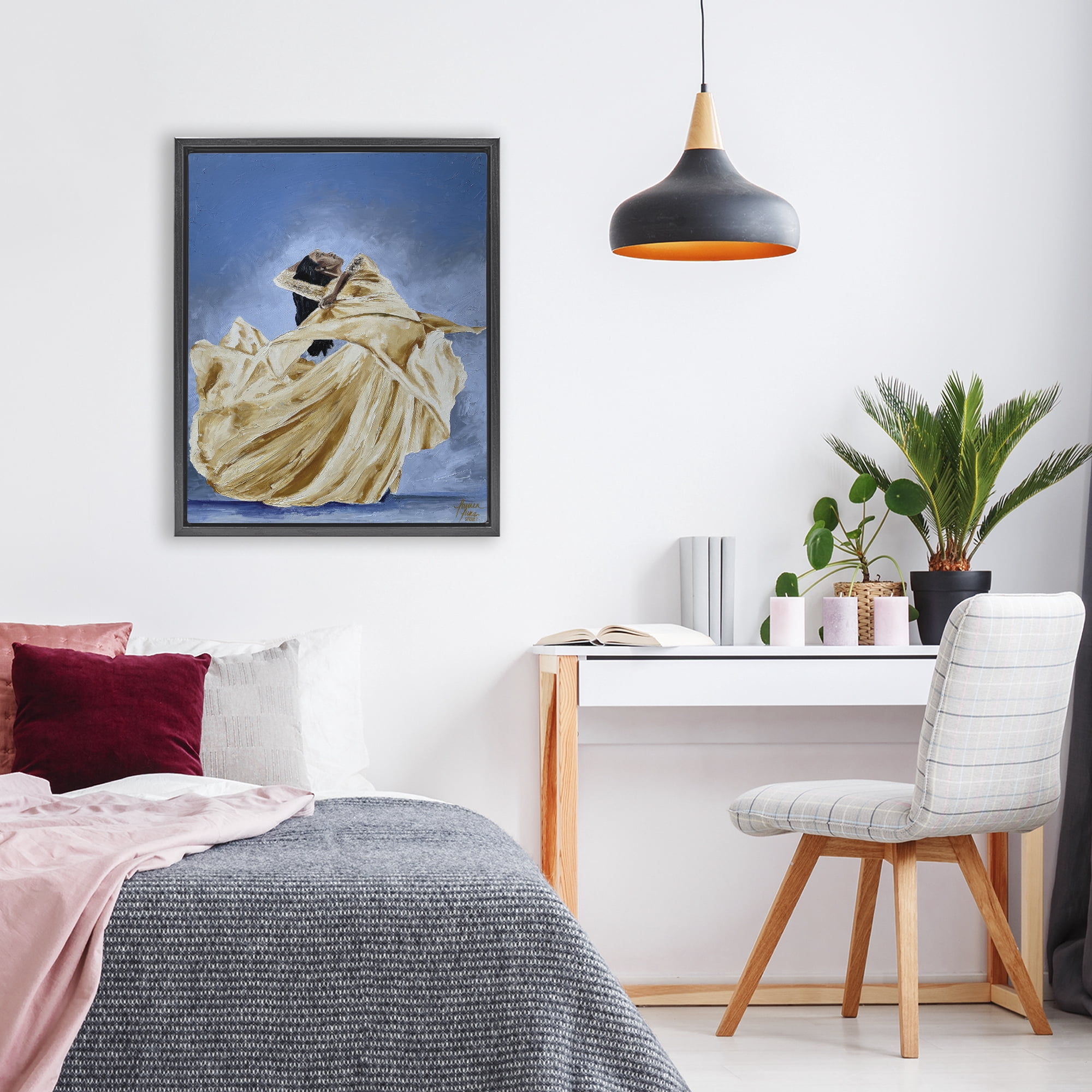 Stupell Industries Expressive Elegant Dancer Black Framed Floater Canvas Wall Art, design by Lauren Luna