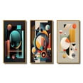 thumbnail image 2 of Designart "Essential Dimensions of Minimal Bauhaus II" Modern Geometric Framed Wall Art Set Of 3 - Blue Abstract Geometric Frame Gallery Wall Set For Home Decor, 2 of 6