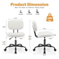 thumbnail image 4 of Resenkos Armless Home Office Chair Ergonomic Desk with Comfy Low Back Lumbar Support, Height Adjustable PU Leather Computer Task Chair with 360° Swivel Wheels, for Small Space, Kids and Adults, White, 4 of 8