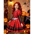 thumbnail image 3 of Hulaha Girls Red Punk Dress Kids Party Dress Costume with Wig, 3 of 6