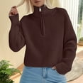 thumbnail image 2 of XIAOCHA Womens Sweaters Minimalist Half Zip Turtleneck Short Pullover Sporty Sweater Winter Solid Color Soft Loose Long Sleeves Knit Blouses, 2 of 5
