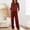 Wine, variant on FEIIBMOYRIA Women's Casual Pajmas Sets Round Neck Cuffed Three Quarter Sleeves Topss with Elastic Waist Straight Pants Basic Pajmas Solid Color Versatile Comfortable Relaxed Fit Sleepwear