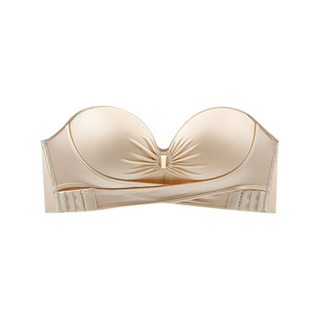 

Fabiurt Women s Bra Strapless Bra For Women Non Slip Push Up Wire Comfort Lift And Support Anti Droop No Show Bandeau Bra Beige