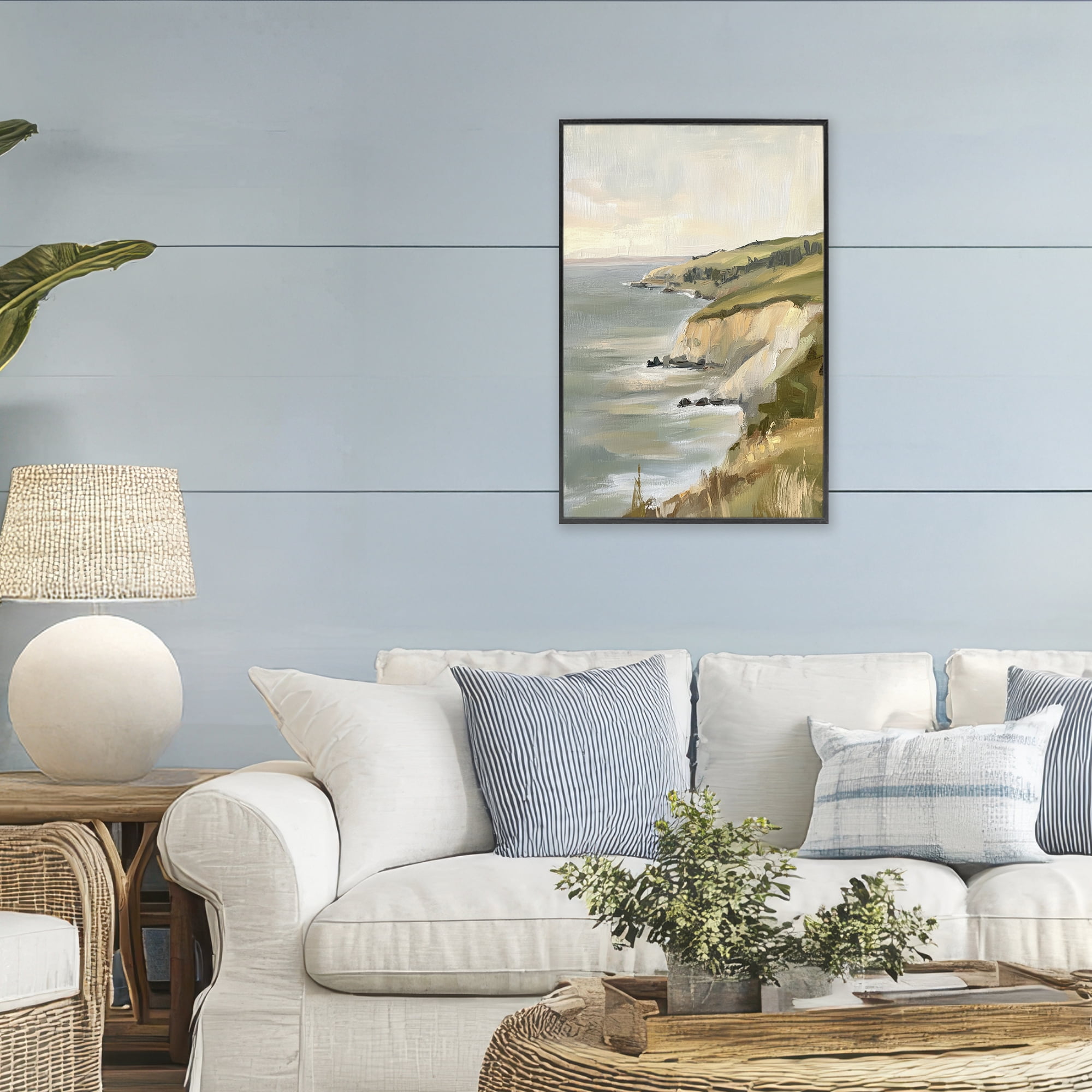 Stupell Industries Cliffs Off The Sea Black Framed Giclee Art, design by Petal Prints Design