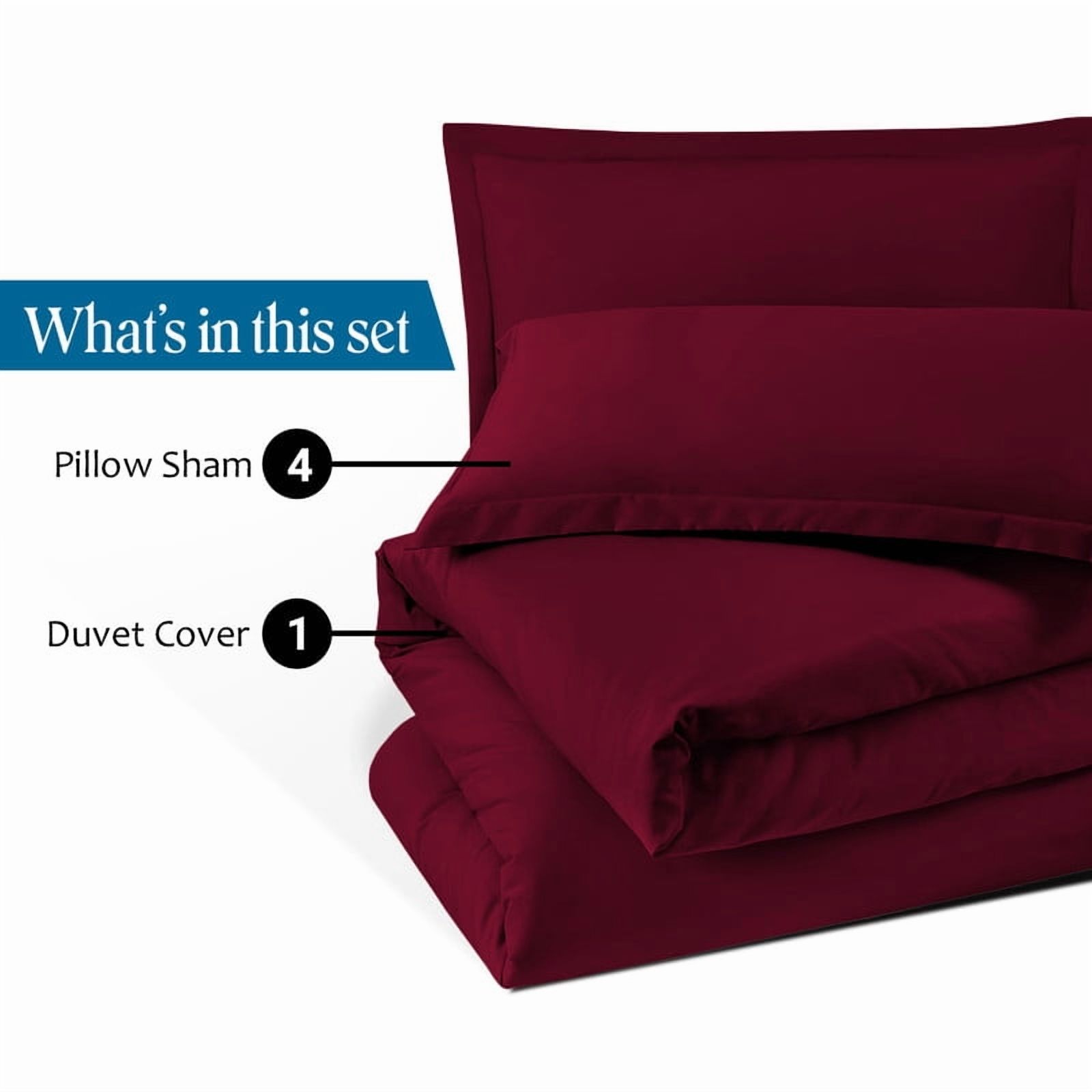 900 Thread Count 100% Egyptian Cotton 5 Piece Duvet Set with Zipper Closure & Corner Cal King/King 5 Pc Duvet Set Color Burgundy Solid