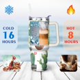 thumbnail image 4 of 40oz Watercolor Cactus Succulents Stainless Steel Flip Straw Tumbler Spill Proof Travel Cup Double Wall Vacuum Insulated Coffee Mug with Top Handle, 4 of 6