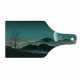 thumbnail image 1 of Space Cutting Board, Night Sky on Mountain Range Forest Crescent Moon Star Cosmic Infinity Astral Graphic, Tempered Glass Cutting and Serving Board, Wine Bottle Shape, Teal Black, by Ambesonne, 1 of 1