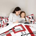 thumbnail image 5 of Homewish Geometric Stripe Art Full Size Comforter Sets,Abstract Square Line Bedding Comforter Set,Red White Black Bedding Sets For Adults,Super Cozy Room Decor,3 Pieces, 5 of 8