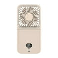 thumbnail image 1 of Beige Portable Makeup Mirror Neck Fan Multifunctional Rechargeable Digital Display Folding Long Battery Life For Students Personal Cooling Compact Design #K5V2e, 1 of 6