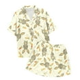 thumbnail image 5 of Yuanlong Womens Pajama Sets Summer Cute Rabbit Lapel Short Sleeved Shorts 2 Piece Pajamas Casual Loungewear With Pocket, 5 of 5