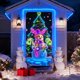 thumbnail image 4 of Cubierta de puerta navideña fluorescente con estampado de Papá Noel y árbol | Pancarta navideña luminosa para decoración de interiores y exteriores | Decoración de puerta de poliéster de 90 x 180 cm, 4 of 5