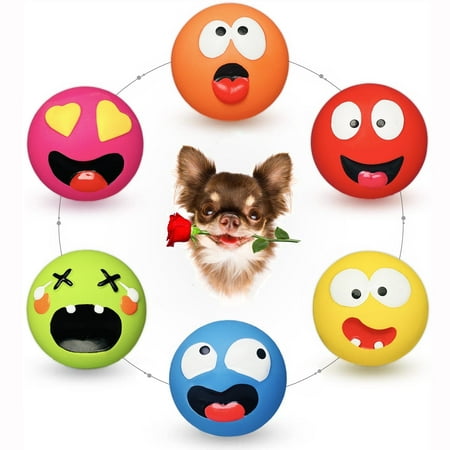 HOLYSTEED Squeaky Dog Toy for Small Dogs - Soft Small Dog Squeaky Toys, Rubber Latex Squeaky Dog Balls Flat 6pcs