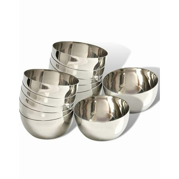 tainless Steel Dinner Bowl Wati Katori Set with High Polish Solid Apple Vati (12 Pc), 250 ml