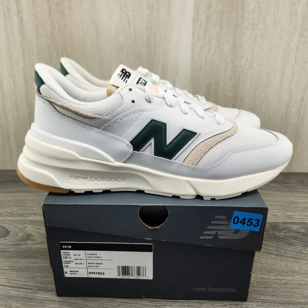 New Balance 997R Size 10.5 Mens White Green Casual Shoes Sneakers