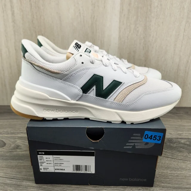 New Balance 997R Size 10.5 Mens White Green Casual Shoes Sneakers