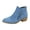 Blue, variant on Women Ankle Boots Casual Slip on Low Heel Short Stacked Heel Cowgirl Booties