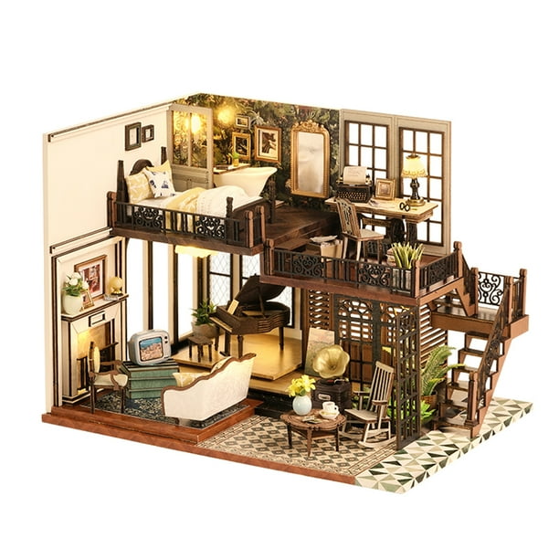 Casa de munecas DIY Modelo de rompecabezas Ninos Casas de munecas de madera Mini Kits de casa para ninos Hugtrwg Para estrenar Walmart en linea