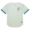 thumbnail image 2 of Men's-Mitchell & Ness  Cream Miami Dolphins Final Seconds Vintage Logo Mesh Button-Up Shirt, 2 of 7
