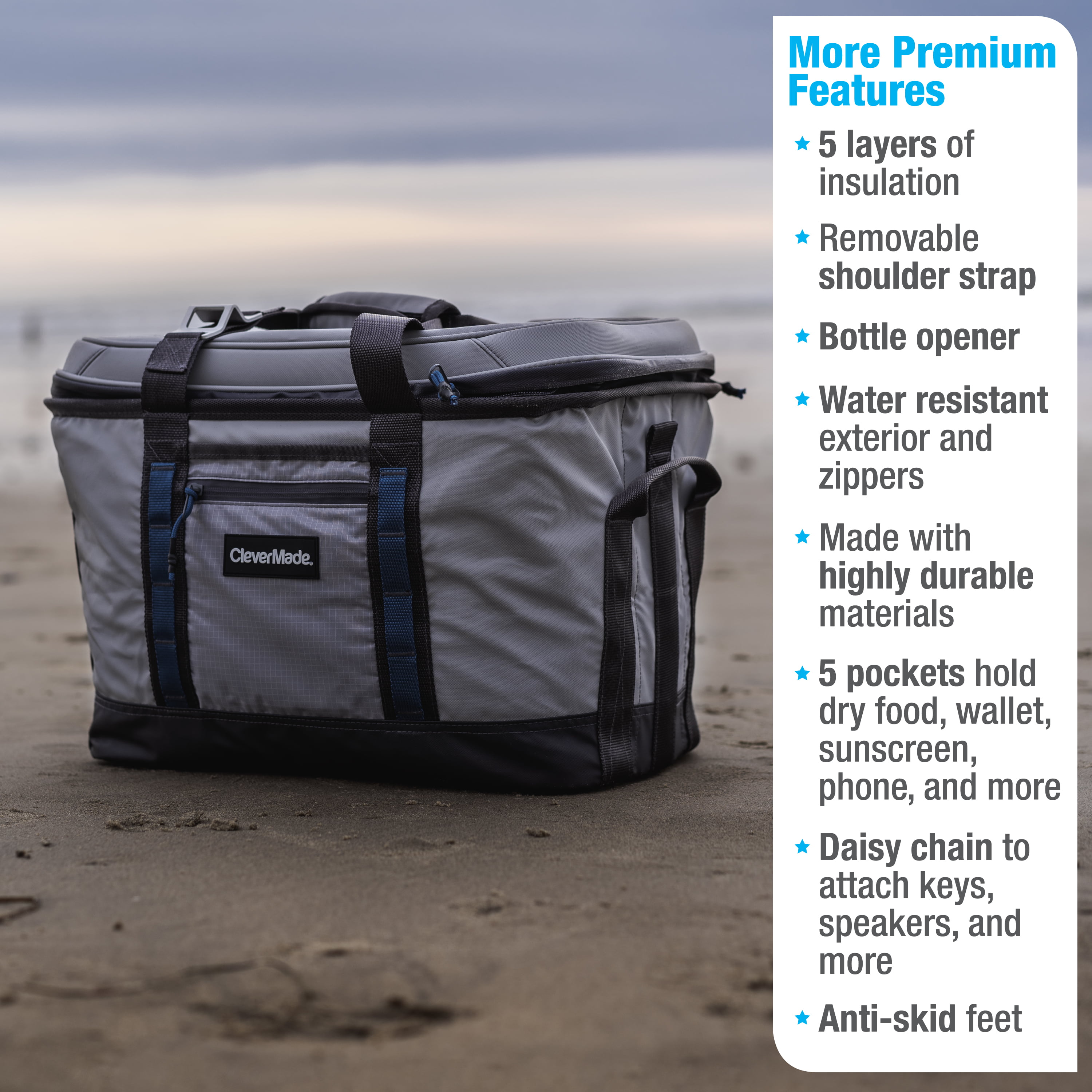 CleverMade Tahoe Collapsible Cooler Bag, 50 Can - Structured, Leakproof  Coolers for Travel with Built-In Bottle Opener - Soft-Sided, Insulated  Camping