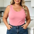 thumbnail image 2 of Smupbvky Womens Plus Size Tank Tops Casual U Neck Sleeveless Vest Slim Fit Summer Trendy Basic T Shirt (5XL, Pink), 2 of 5