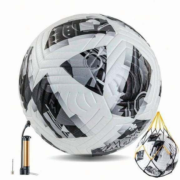 Size 5 Soccer Ball, Waterproof PU Leather, Official Match Ball, With Pump & Needles