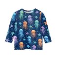 thumbnail image 3 of CCRFTGI Cute Shirts for Kids Girls Size 10-12 Summer 3/4 Sleeve Animal Print Tee Shirts Casual Loose Comdy Girls Fashion Crew Neck T-Shirts Dark Blue 3-4 Years, 3 of 4