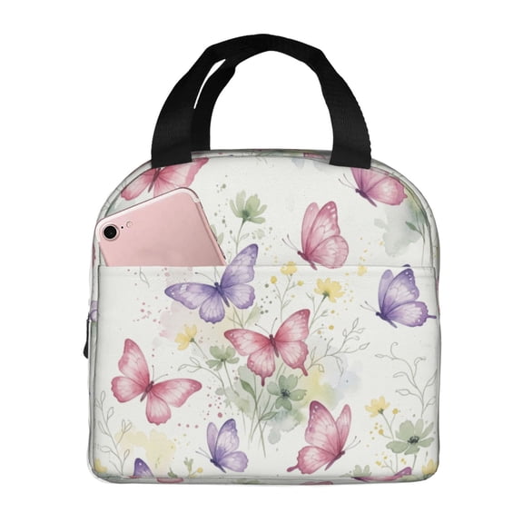 Butterfly Lunch Bag Flower Boho Insulated Lunch Box Reusable Cooler Tote For Women Men Work Office Picnic Travel