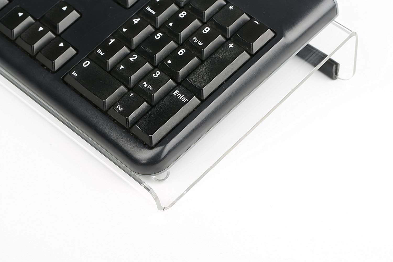 M&T Displays Tilted Ergonomic Computer Keyboard Stand with Rubber Strip Clear Acrylic Clear Riser for Computer Work, Gaming and Typing,Universal Elevated Stand