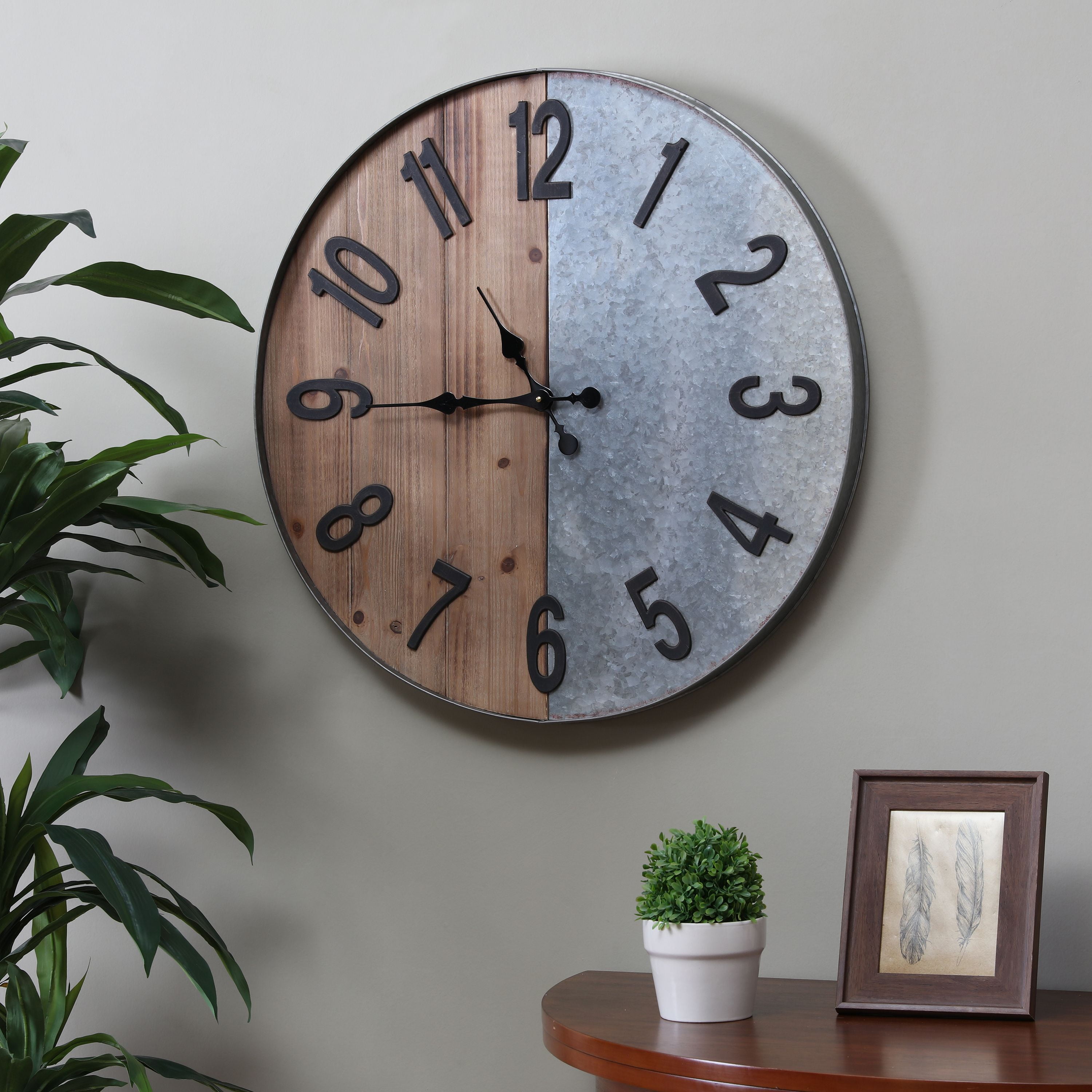 Southern Enterprises Loryah 28" Wall Clock, Modern Farmhouse Style, Raw