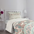 thumbnail image 5 of Ambesonne Tribal Quilted Bedspread Set 2 Pcs, Floral Paisley and Aztec, Twin Size, Cream Aqua and Coral, 5 of 6