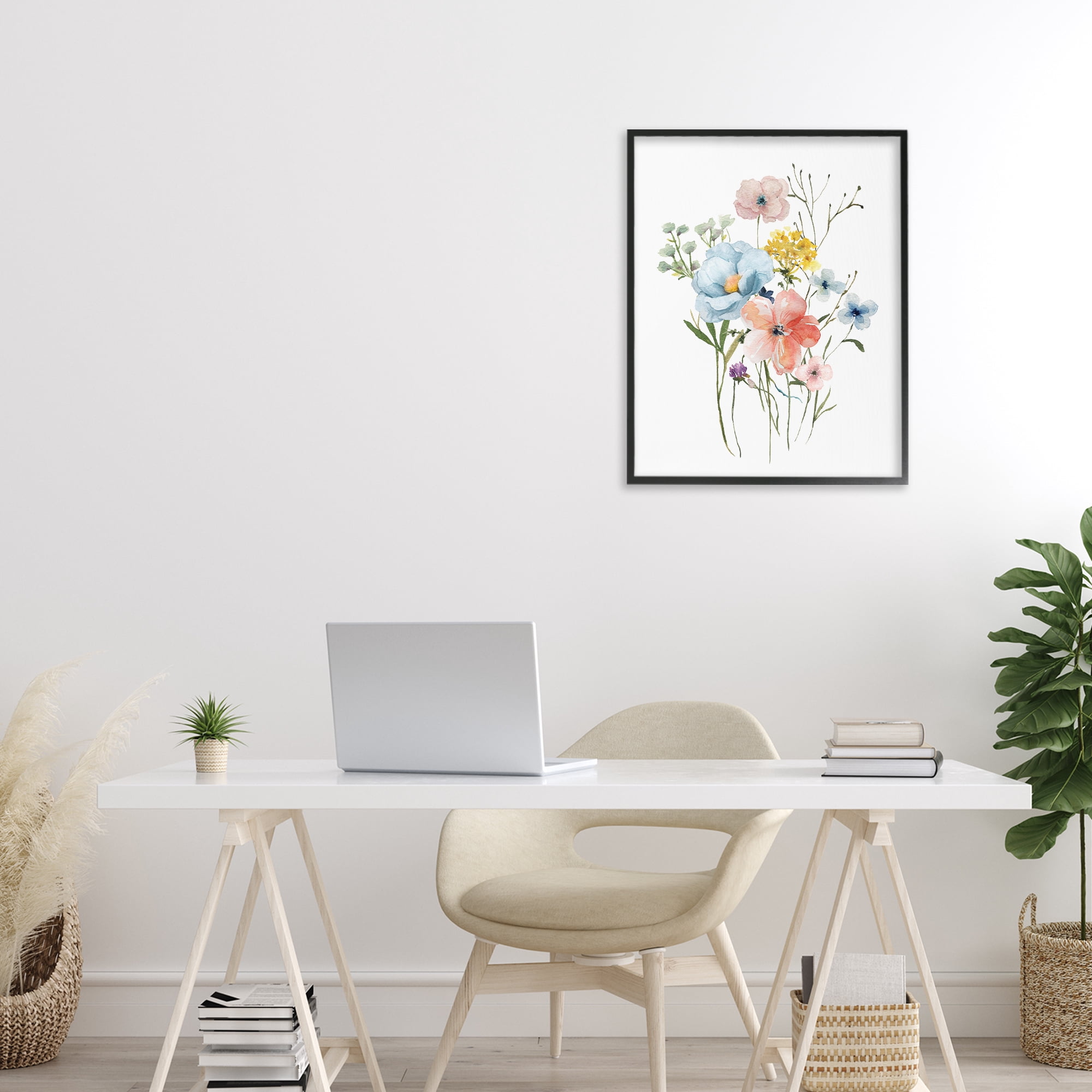 Stupell Industries Spring Meadow Wild Flowers Black Framed Giclee Art, design by Livi Finn