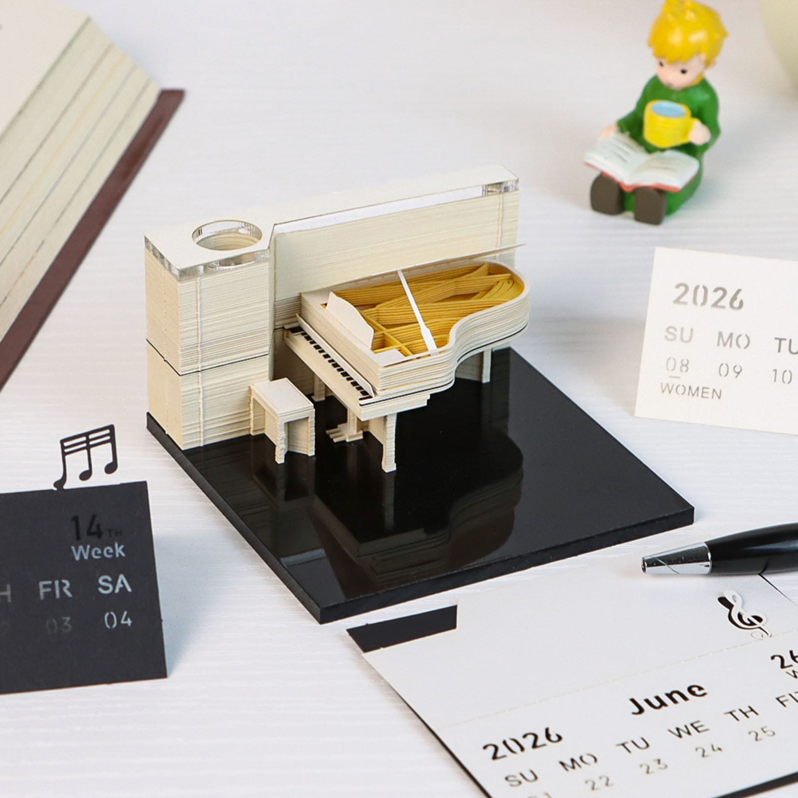 Elegant Piano Note Pad With Weekly Planner Artistic Desk Planner Specialty Paper