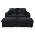 thumbnail image 6 of Corduroy Loveseat with Ottomans, Oversized Chaise Lounge with Cup Holders, Comfy Deep Plush Cloud Couch with Storage Ottomans, for Small Spaces, Living Room,Bedroom, Office, Black, 6 of 7