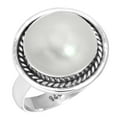 thumbnail image 1 of 925 Sterling Silver Ring For Women - Girls White Freshwater Pearl Gemstone Silver Ring Size 5.5 April Birthstone Elegant Silver Ring Size 5.5 Birthday Gift For Mother Gemstone 925 Silver Jewelry, 1 of 5