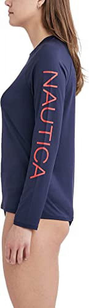 Nautica Women's UPF 30+ Long Sleeve Rash Guard Swim Shirt (Large